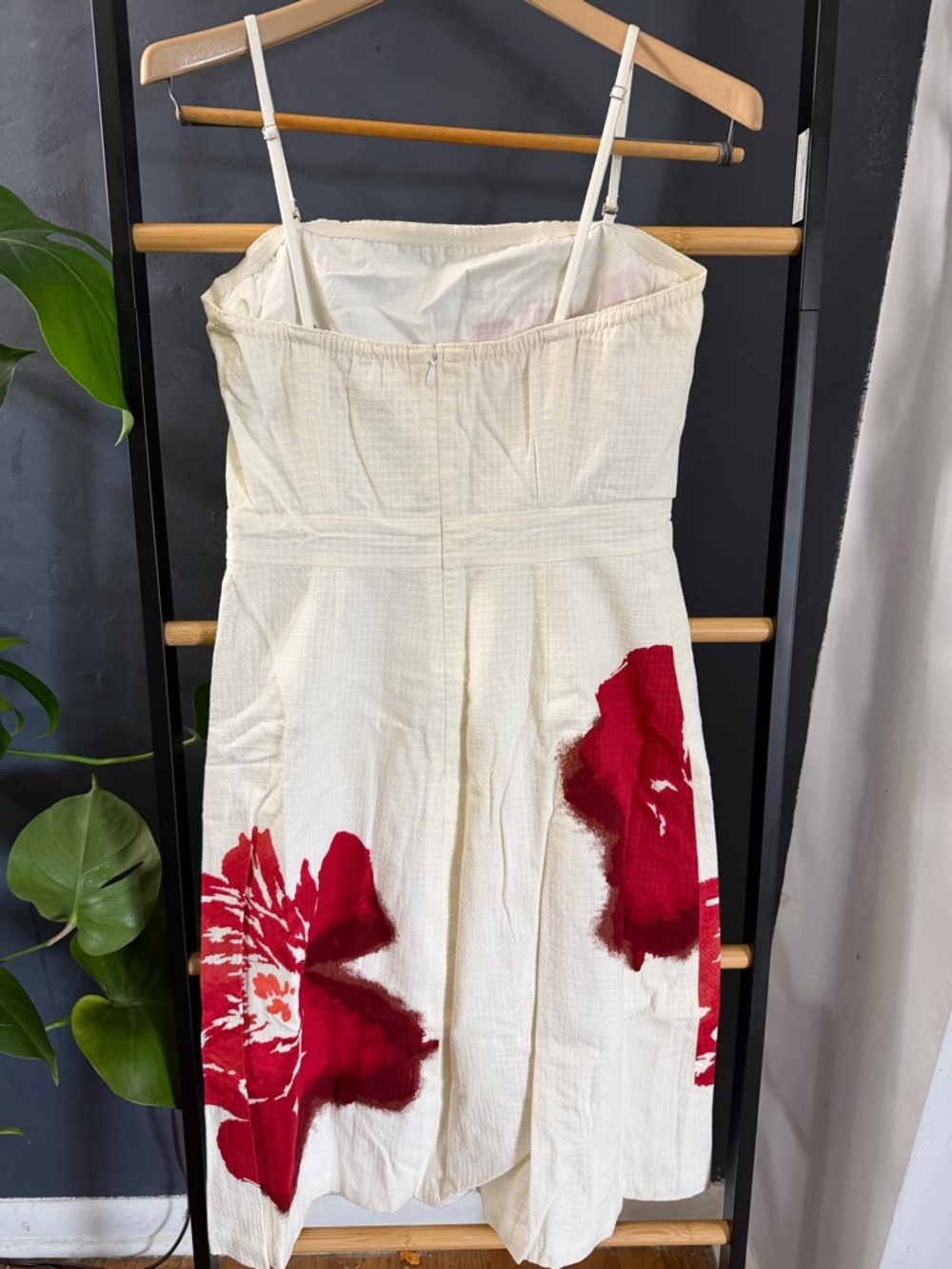 J.Crew NWT Petite 8 White Red Floral Strapless Midi Dress P8 Adjustable Straps - Picture 2 of 6